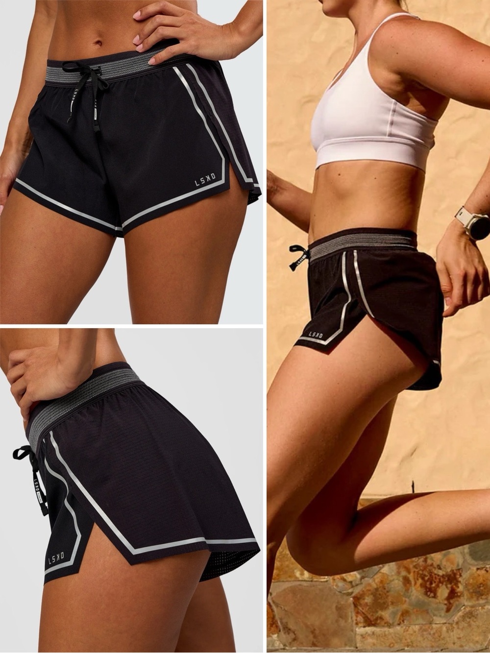 LSKD Accelerate 3" Reflective Mid-Rise Running Short - Black-Reflective XS NWT